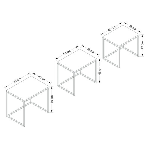 Măsuță Evia White, 3 bucăți