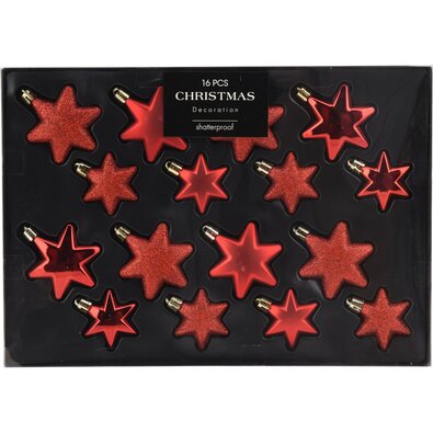 Set de decorațiuni de Crăciun Star roșu, 16 buc
