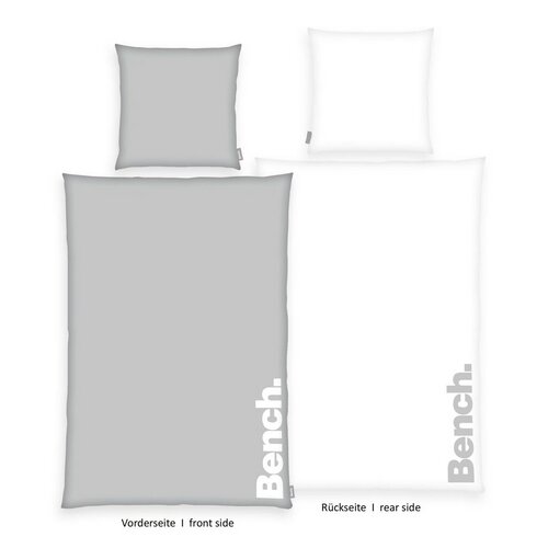 Bench Bombažno posteljnino sivo-belo, 140 x 200cm, 70 x 90 cm
