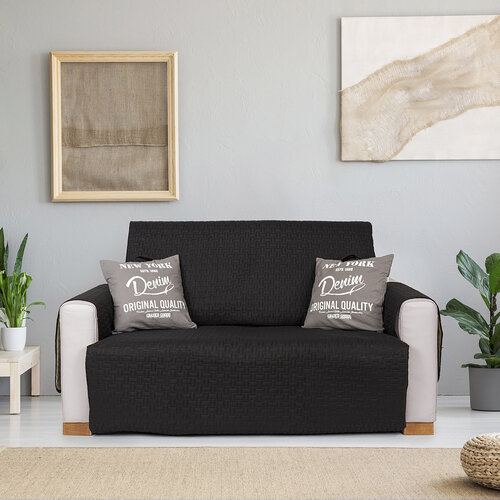 4Home Überwurf für Doppelsessel Doubleface schwarz/grau, 140 x 220 cm