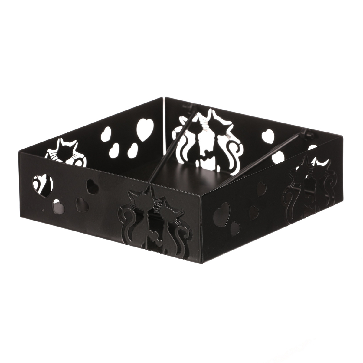 Autronic Fém szalvétatartó szögletes Cats, fekete