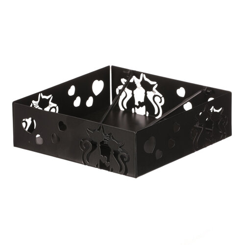 Autronic Metall-Serviettenhalter quadratisch Cats, schwarz