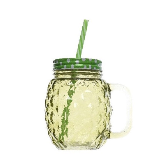 Džbánok so slamkou zelená, 13 cm