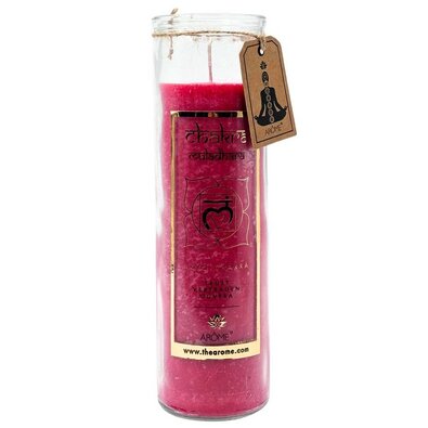 Lumânare parfumată înaltă Arome Chakra Încredere, parfum trandafir și vanilie, 320 g