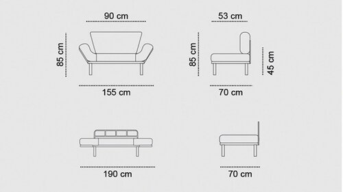 Klappsofa Nitta Petrol Blue