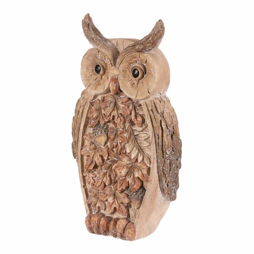 Decorație de toamnă Bufniță cu iluminare, 21 x 12x 37 cm, magneziu, imitație de lemn