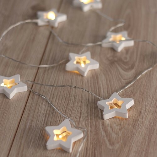 DecoKing Lampki Drewniane gwiazdy, 165 cm