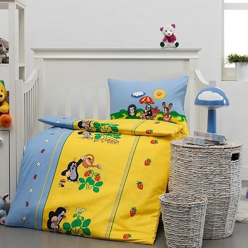 Lenjerie de pat pentru pătuț de copiiCărtiță cu căpșuni, 100 x 135 cm, 40 x 60 cm 100