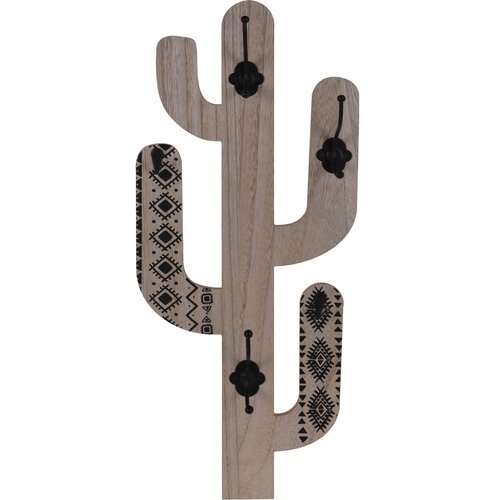 Drevený háčik Cactus Shape, čierna