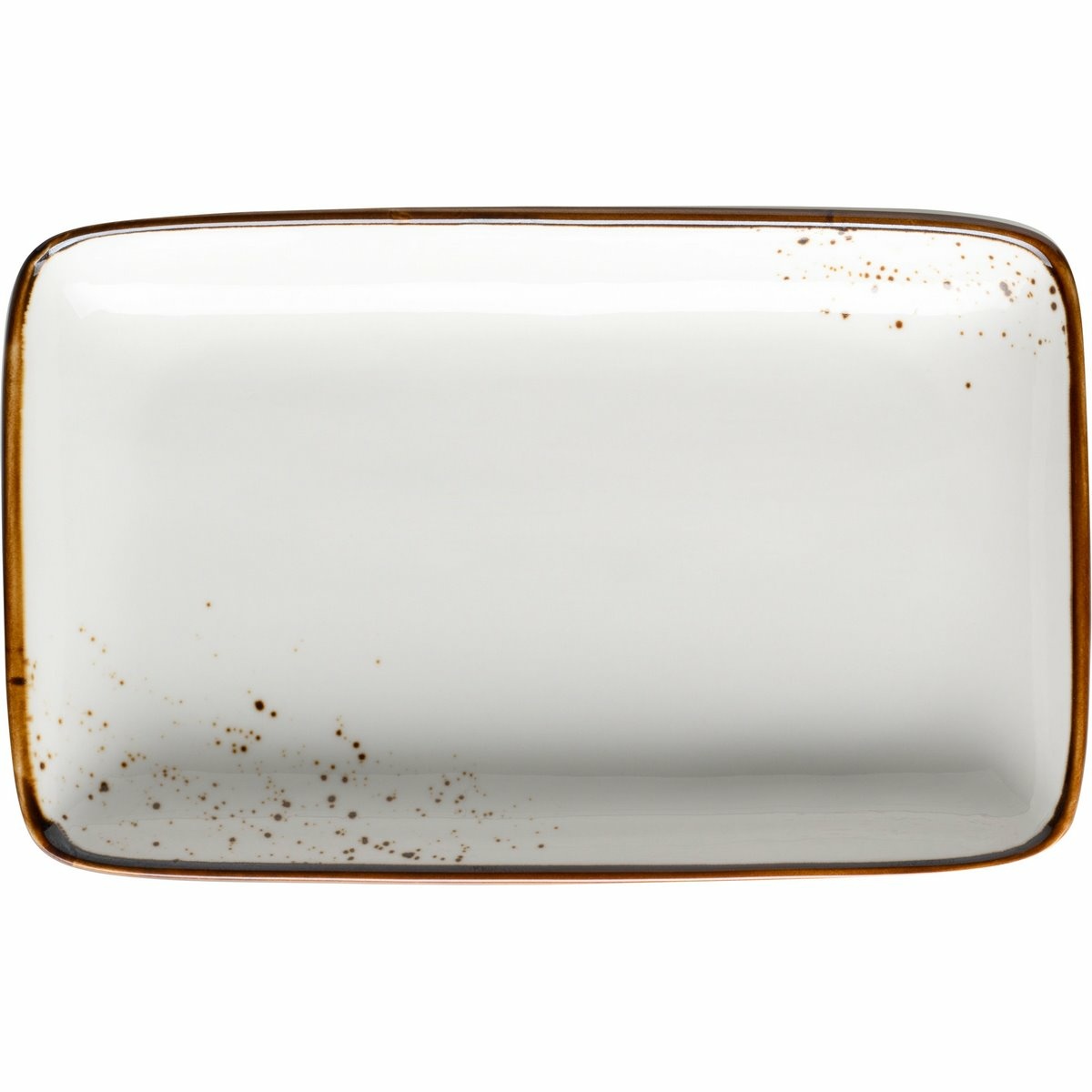 Mäser Prostokątny talerz Pintar White brązowekropki 21 x 13 x 3 cm