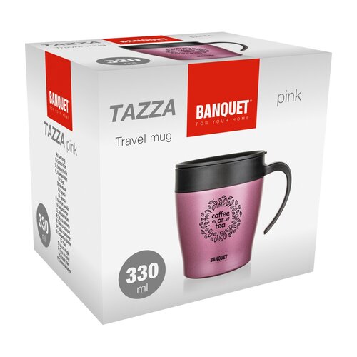 Banquet termohrnek potovalni TAZZA 330 ml, roza