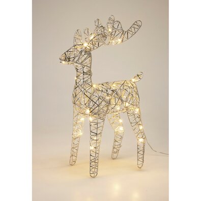 Vánoční svítící sob Silver, 37 x 24 cm, 30micro LED, na baterie