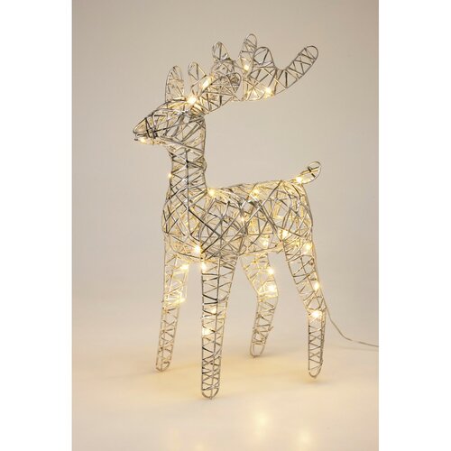 Vánoční svítící sob Silver, 37 x 24 cm, 30micro LED, na baterie