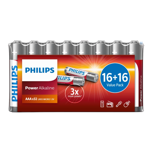 Philips AAA 1,5 V Power Alkaline elem, 32 db