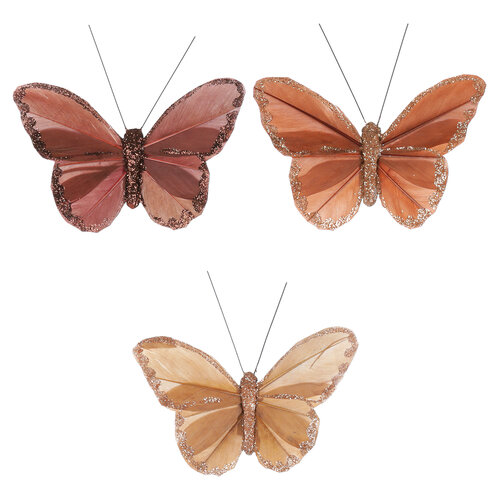 Súprava motýľov s klipom, 6 ks v krabičke, mix farieb