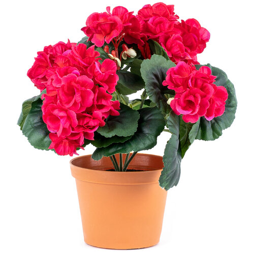 Штучна квітка Герань у горщику рожева, 26 х 10 х 10 см