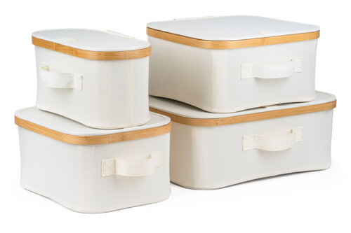 G21 tárolódoboz 40 x 30 x 15 cm, bambusz, fedéllel, bézs