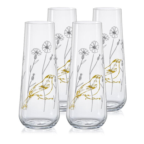 Crystalex Set 4 pahare pentru prosecco Stemless 250 ml, pajiște