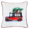 Kissen mit Füllung Weihnachtsmotiv Weihnachtsauto 45 x 45 cm, Weiß
