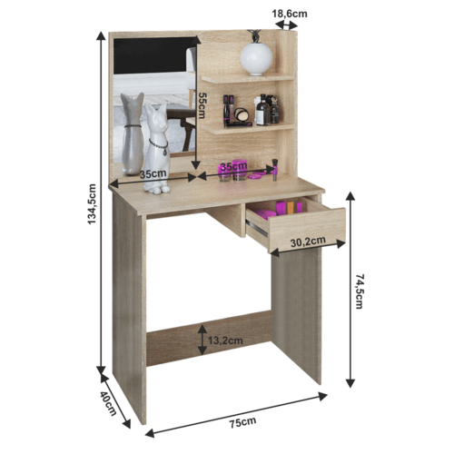 Dekoratívny stôl BELEZA, dub Sonoma
