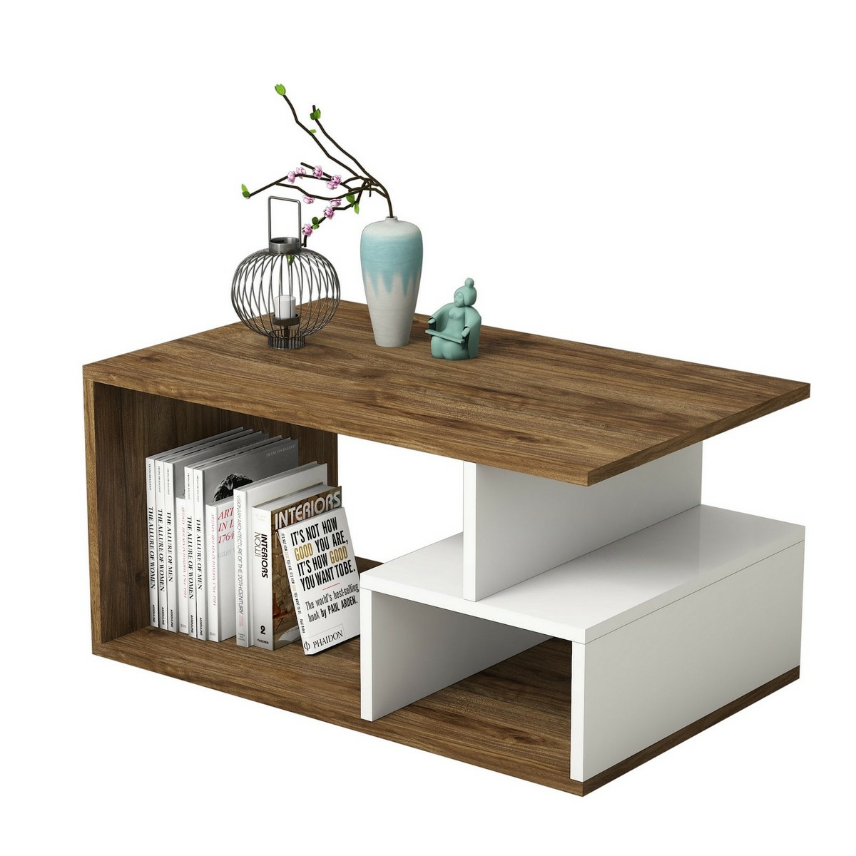 Konferenčný stolík Arte White and Dark Walnut