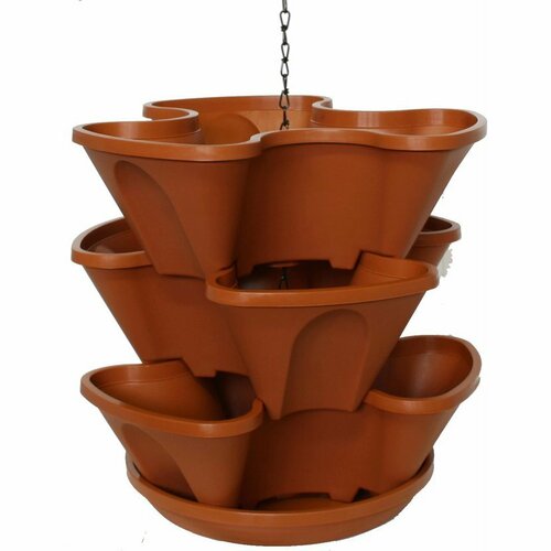 Hängender Säulentopf 3-teilig Terracotta