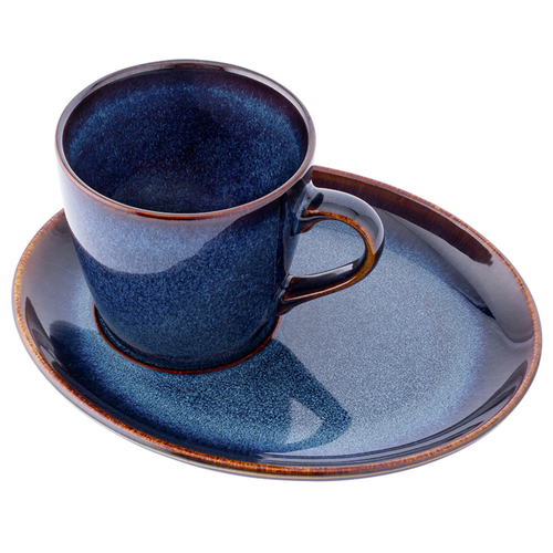 Altom Keramický šálek s podšálkem Reactive Navy Blue 310 ml