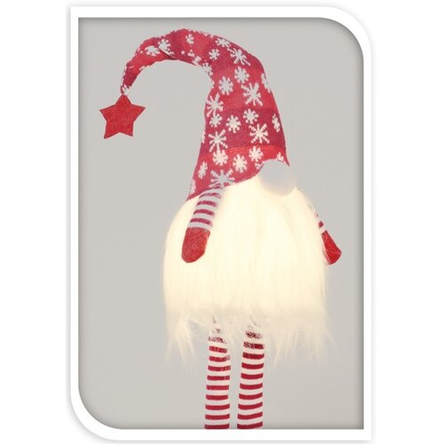 Vianočná LED dekorácia Standing gnome červená, 20 x 90 cm