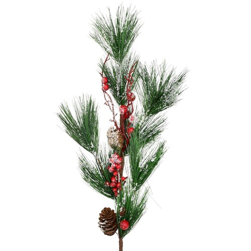 Ramură artificială de pin cu ornament, 75 cm