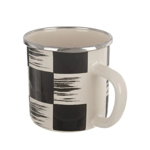 Orion Emaillierter Becher Schachbrett, 0,41 l, Durchmesser 8,8 cm
