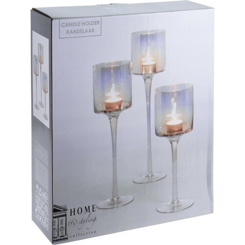Sada dekorativních skleněných svícnů Home and Styling, 3 ks