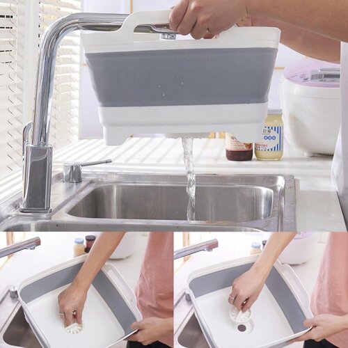 4Home Faltbares Silikonbecken Clean mit Abfluss
