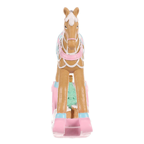 Weihnachtsdekoration: Schaukelpferd, rosa, Polyresin, 17 cm