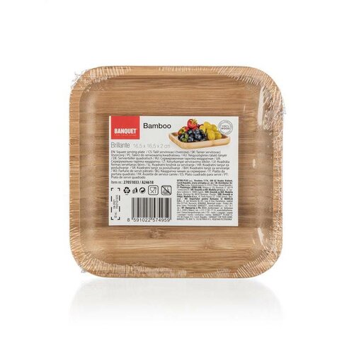 Banquet Servirni pladenj BRILLANTE Bamboo, 16,5 x16,5 cm