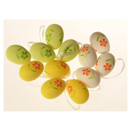 Kültéri függő tojáskészlet, magasság 4 cm, 12 dbcsomagban, vegyes színekben