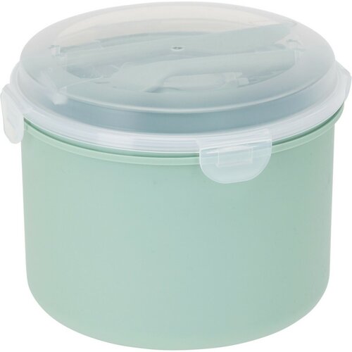 EH Pudełko na obiad z pojemnikiem na sos i sztućcami, zielony