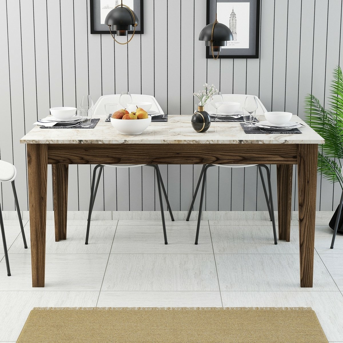 Jedálenský stôl Milan Walnut and White