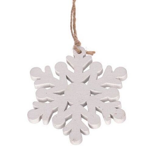 Decorațiune de Crăciun din lemn Snowflake, albă, 8 buc.