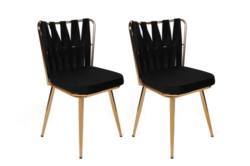 Set de scaune de sufragerie Kusakli Black andGold, 4 buc.