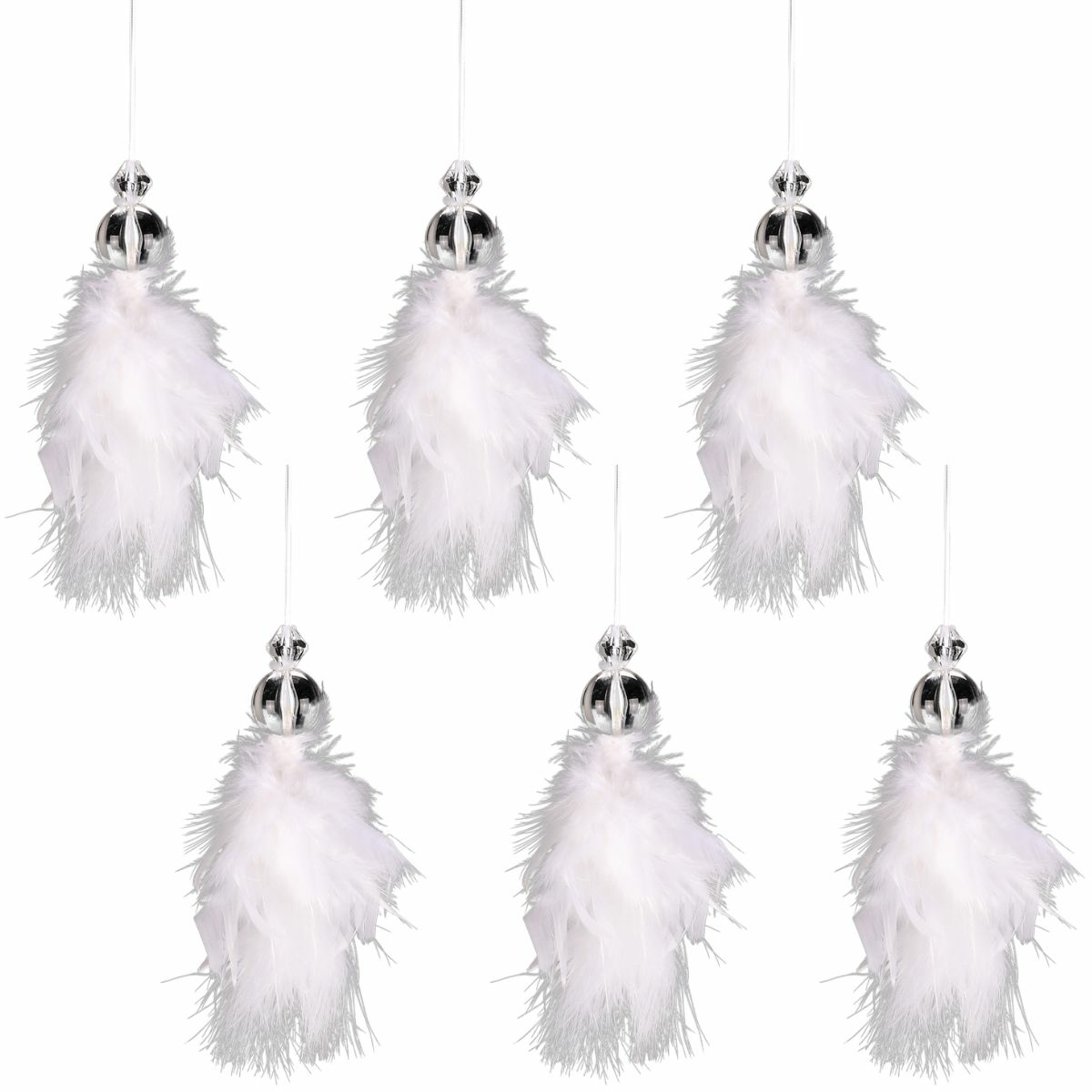 Aniołek do zawieszenia z pierza, 17 cm, zestaw 6 sztuk