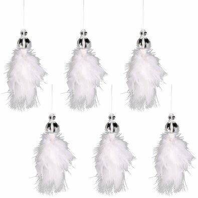 Aniołek do zawieszenia z pierza, 17 cm, zestaw 6 sztuk