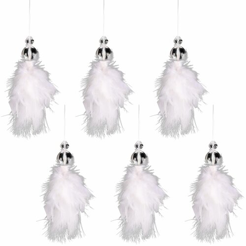 Závěsný andělíček z peří, 17 cm, sada 6 ks