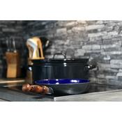 Sfinx Tigaie smaltată cu capac și mâner din lemnBSE, 26 cm, 2,8 l