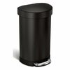 Simplehuman Coș de gunoi semicircular cu pedală șicadru din oțel inoxidabil, 45 l, negru