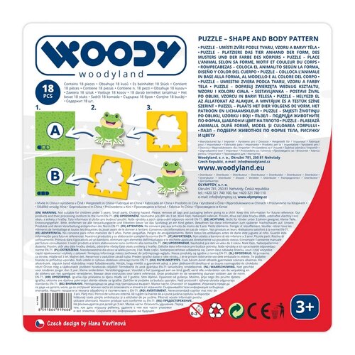 Woody Puzzle so zvieratkami, tvary-farba