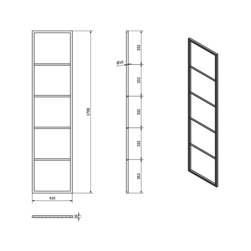 SAPHO Ska551 Ska uscător de prosoape pentrusprijin 42 x 170 x 2 cm, negru mat