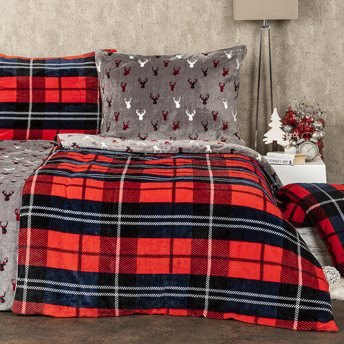 4Home Мікрофланелева постільна білизна Клітинка червоний, 160 x 200 см, 70 x 80 см