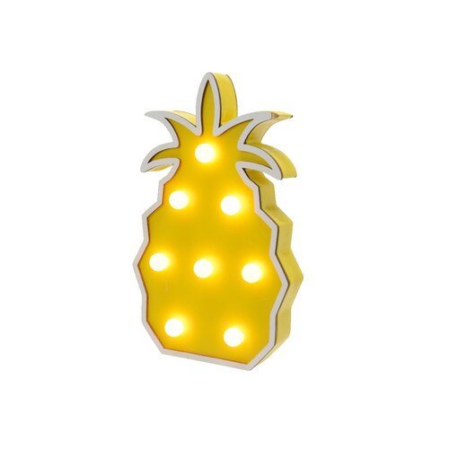 Dřevěná LED dekorace Ananas žlutá, 22 cm