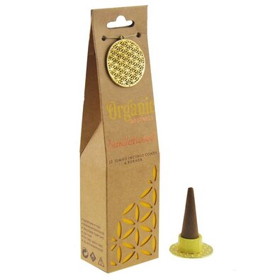 Sandalwood organikus illatos kúp készlet12 db, kerámia állvánnyal