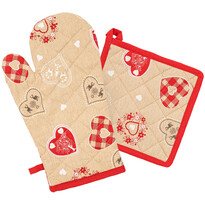 Home Elements Topfhandschuh mit Magnet und Topflappen Weihnachtsherz, 18 x 32 cm, 20 x 20 cm